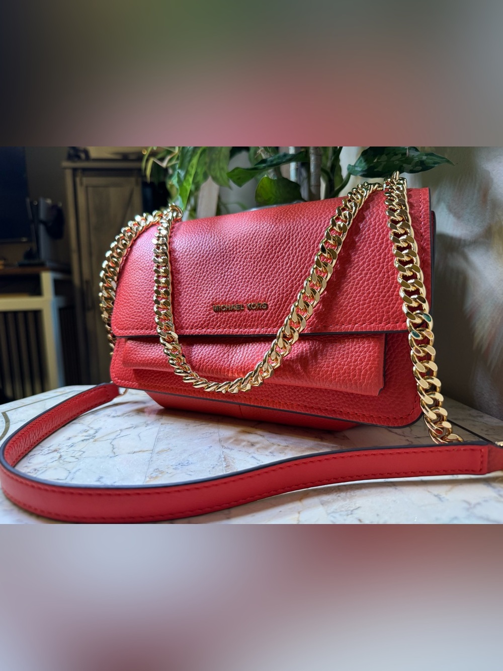 Michael Kors-Coral Color Chain Shoulder Bag